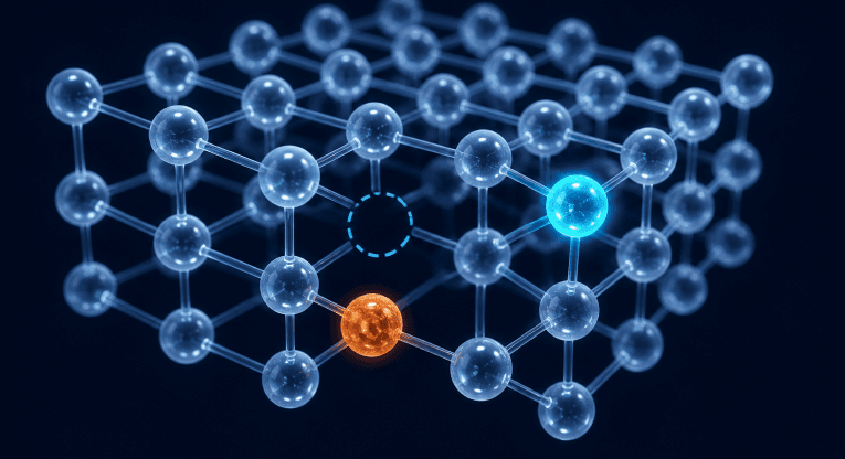 Crystal lattice with highlighted defect sites